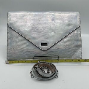 Lodis Silver Textured Clutch with Chain Strap